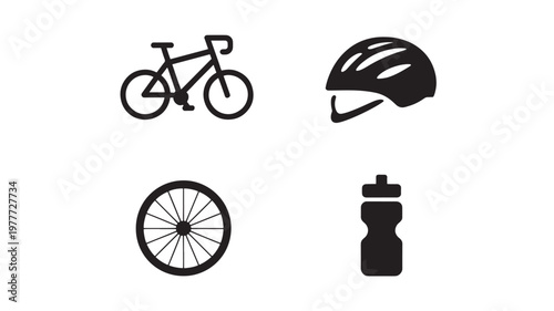 Bicycle Accessories Icons Set For Cycling Sports Concepts