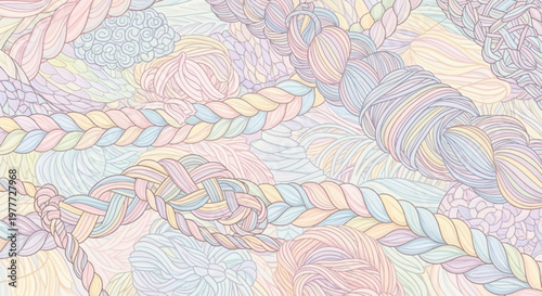 Soft Pastel Yarn and Braids Background - Cozy Crafting and Knitting Texture