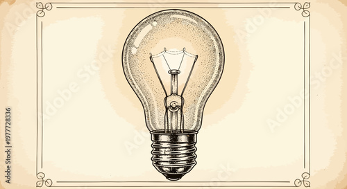 Vintage Light Bulb Idea Concept Illustration - Bright Idea, Innovation, Creativity