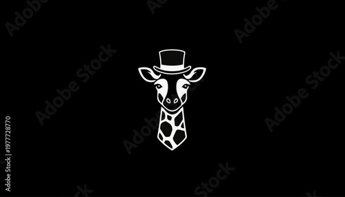 Giraffe illustrated with a top hat represents a whimsical and sophisticated character design suitable for branding or creative projects.