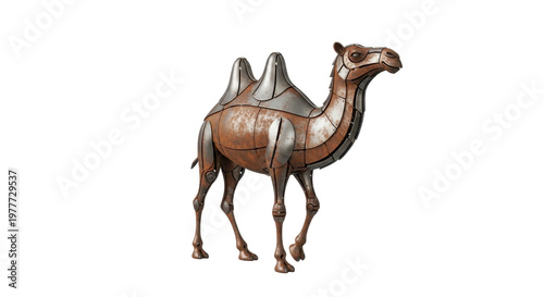 Steampunk camel with metallic texture
