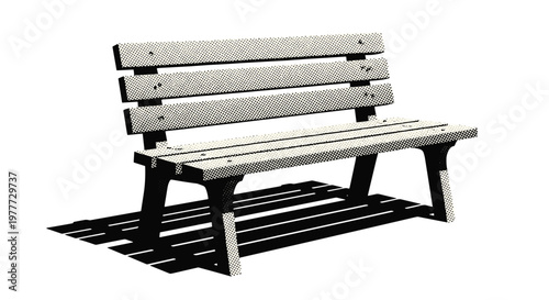 Empty wooden park bench with shadow