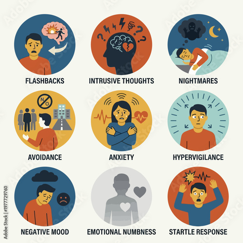 Visual Depiction of Mental Health Challenges and Psychological Symptoms Illustrated