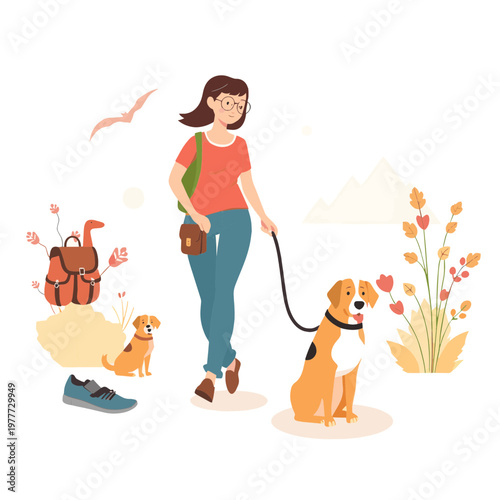 girl and dog