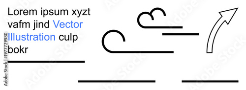 Weather patterns, wind speed, energy flow, air dynamics, natural forces, navigation. Stylized curved lines with an arrow motion. Wind speed and air dynamics concept