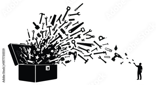 man pulling tools out of a box