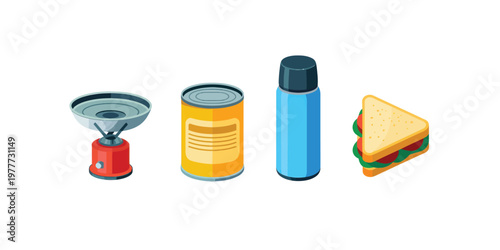 Camp Stove with Food and Water Bottle for Outdoor Adventure and Survival