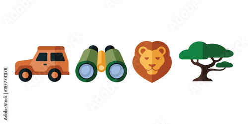 Safari Jeep and Wildlife Adventure with Binoculars and Lion