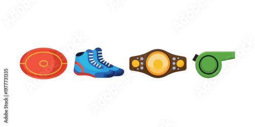Boxing Sports Equipment Icons for Fitness and Training Concepts