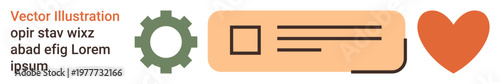 Work processes, documentation, identity , love, creativity, digital interfaces. Visible gear, ID card graphic and heart. Focus on work processes and documentation