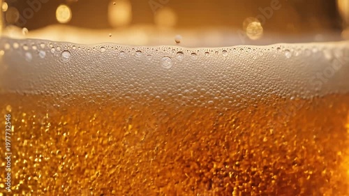 Wallpaper Mural Close up of fresh golden beer with frothy foam and bubbles Torontodigital.ca