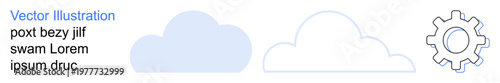 Cloud computing, technology infrastructure, data integration, IT management, connectivity, service models. Graphic art with two cloud icons and a gear symbol. Cloud computing and technology