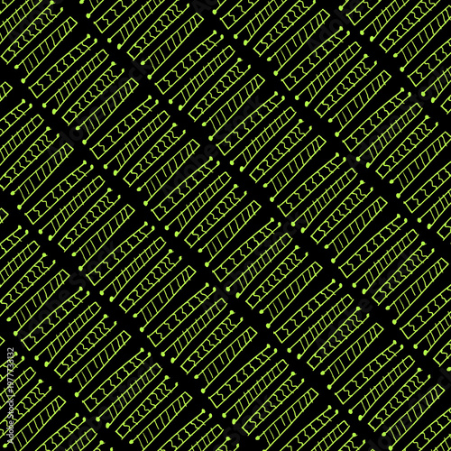 Lines and shapes pattern over black background