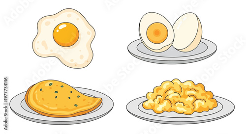 Set of various egg dishes