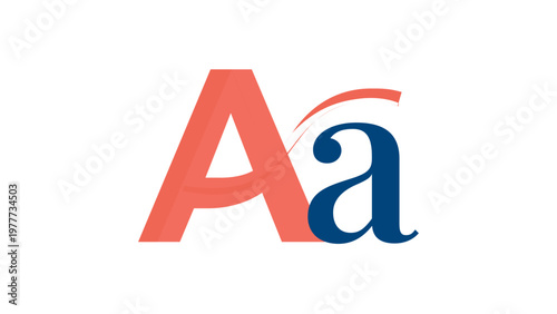 Stylized uppercase and lowercase letter A vector icon with a sleek coral and dark blue gradient, ideal for typography layouts, branding, minimalist logo design, and creative graphic resources.