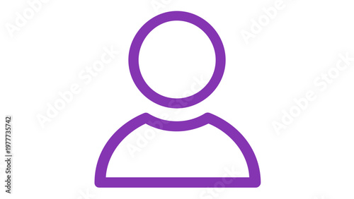 Purple minimalist user profile vector icon, flat outline illustration of a person avatar for web design, mobile app interface, and digital UI elements, scalable AI-generated graphic resource.