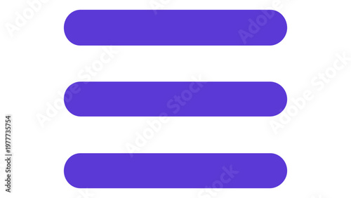 Modern blue and purple gradient hamburger menu vector icon illustration for web and mobile app user interface design, minimalist three horizontal bars symbol for navigation and settings menu.