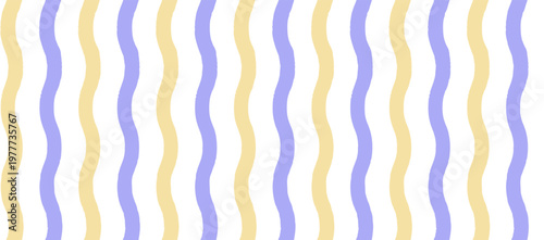 Yellow blue striped pattern with cute pastel wavy lines and a girly seamless look. Hand-drawn vector stripes create a soft watercolor texture with an irregular playful feel.