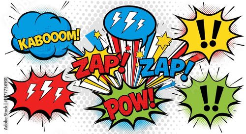 Retro Comic Book Sound Effects: Pow, Zap, Kaboom, Bang! Explosions and Action Words