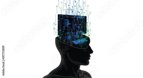 Digital human mind with data flow and futuristic technology