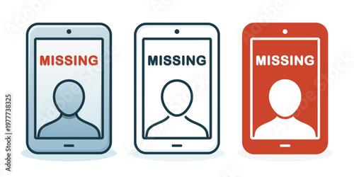 Missing Person Report on Mobile Phone Icon. Vector Illustration