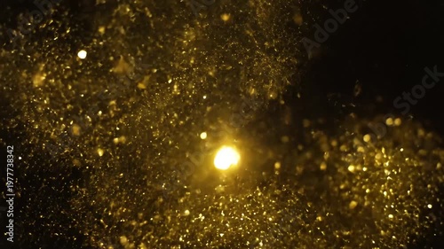 Wallpaper Mural Golden glitter particles shimmering on a dark black background Torontodigital.ca