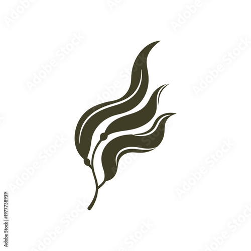 Stylized wavy marine plant design, a minimalist vector illustration of kelp or seaweed, perfect for natural eco-branding and health product concepts