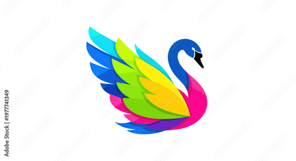 Fototapeta premium Colorful Abstract Swan Logo Design