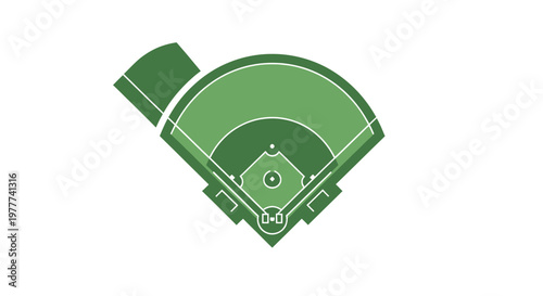 Baseball Field Icon Graphic Design Top View Isolated on White Background