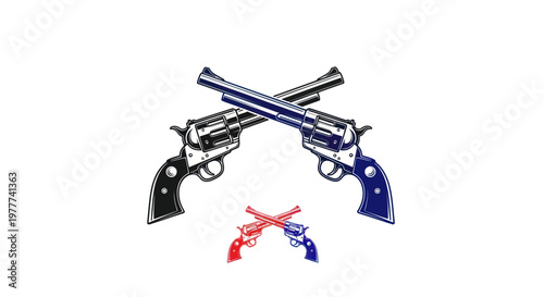 Crossed Revolver Pistols, Symbolizing Conflict, Law Enforcement, and Western Heritage