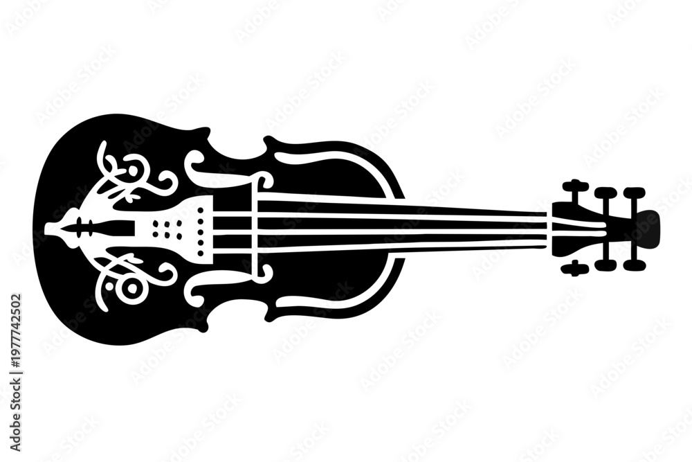 Fototapeta premium fiddle silhouette illustration for folk string musical instrument design