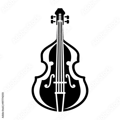 bass viol icon silhouette illustration for baroque string musical instrument design