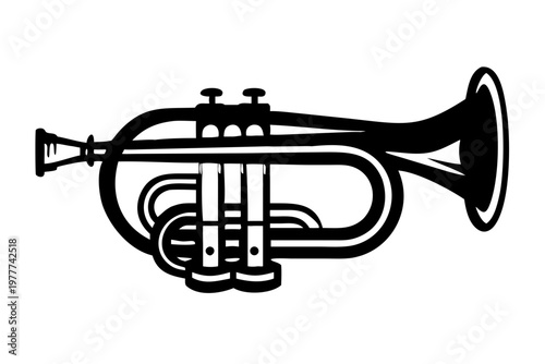 flugelhorn silhouette illustration for brass musical instrument jazz design