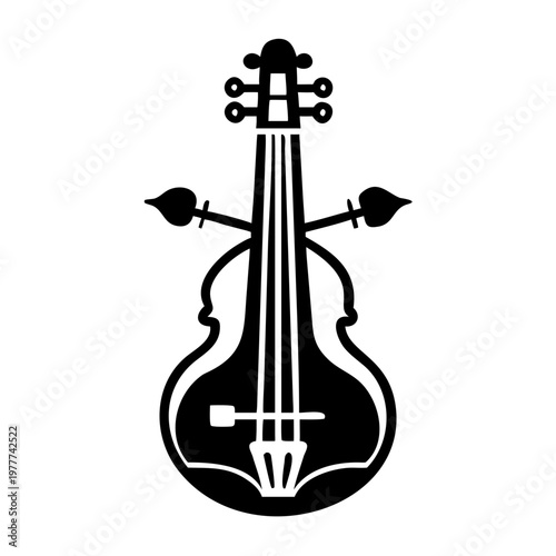 morin khuur icon silhouette illustration for traditional mongolian string instrument design