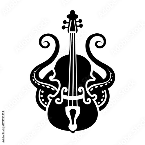 octobass icon silhouette illustration for orchestral music instrument design