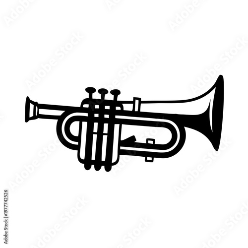 piccolo trumpet brass musical instrument icon silhouette illustration for orchestra jazz and band design