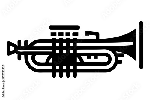 trombone brass musical instrument silhouette illustration for orchestra jazz and band design