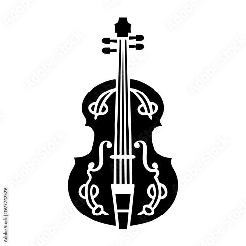 cello string musical instrument icon silhouette illustration for orchestra classical music and concert design