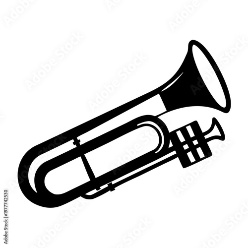 bass trombone musical instrument icon silhouette illustration for orchestra jazz and band design
