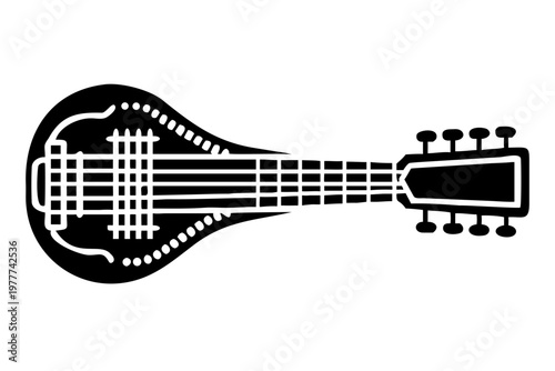 rabab traditional string musical instrument silhouette illustration for middle eastern folk music and cultural design