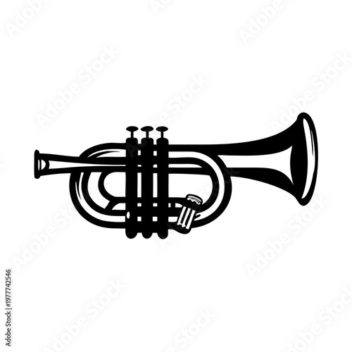 cornet brass musical instrument icon silhouette illustration for orchestra jazz and band design