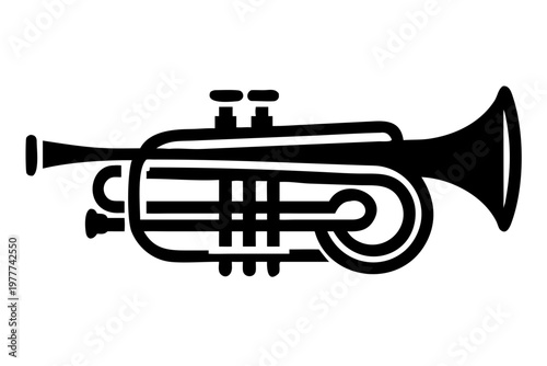 trombone brass musical instrument silhouette illustration for orchestra jazz and band design