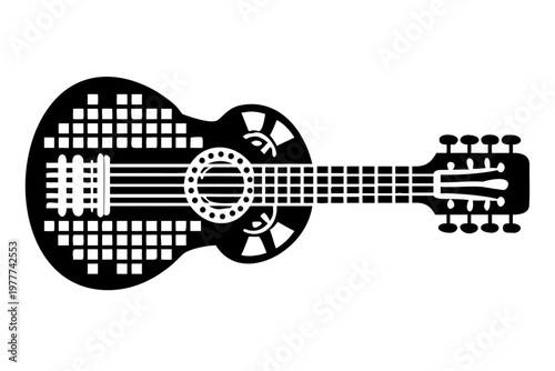 charango traditional string musical instrument silhouette illustration for folk and latin american music design