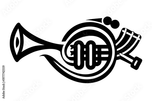 cornet brass musical instrument silhouette illustration for orchestra jazz and band design