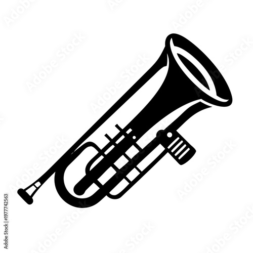 bass trombone musical instrument icon silhouette illustration for orchestra jazz and band design