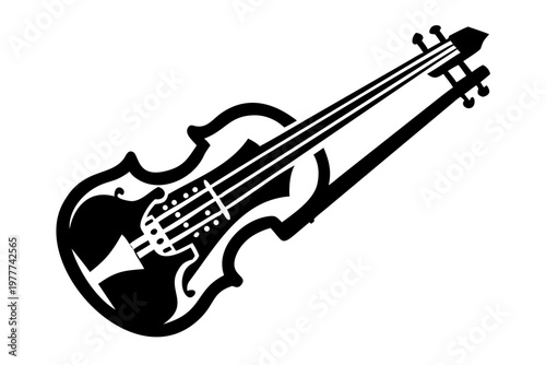nyckelharpa traditional string musical instrument silhouette illustration for folk music and cultural design