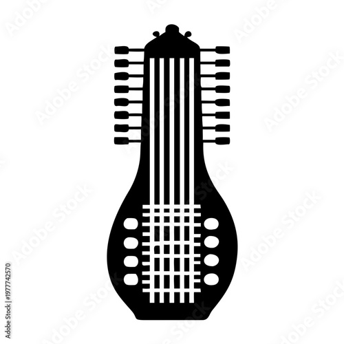 nyckelharpa traditional string musical instrument icon silhouette illustration for folk music and cultural design