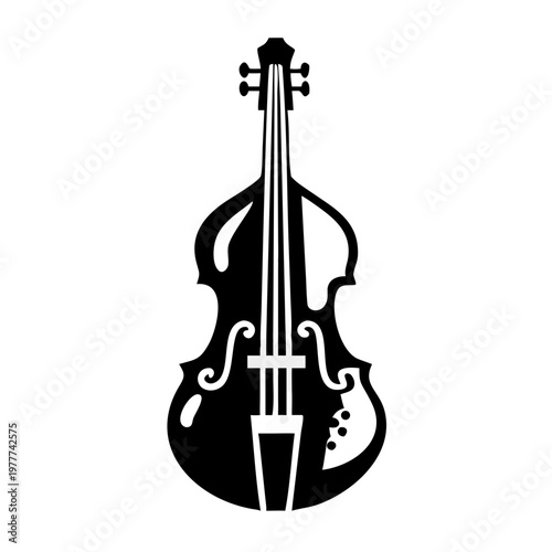 bass viol string musical instrument icon silhouette illustration for baroque classical orchestra and concert design
