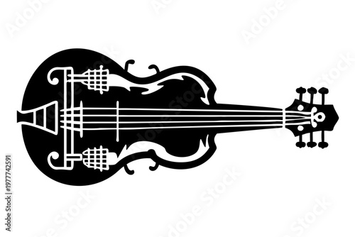 bass viol string musical instrument silhouette illustration for baroque classical orchestra and concert design