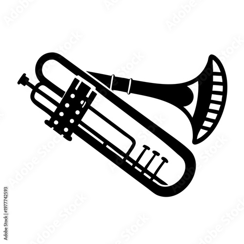 bass trombone musical instrument icon silhouette illustration for orchestra jazz and band design